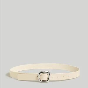 Madewell Puffed Buckle Leather Belt, Size Medium  in color Ecru